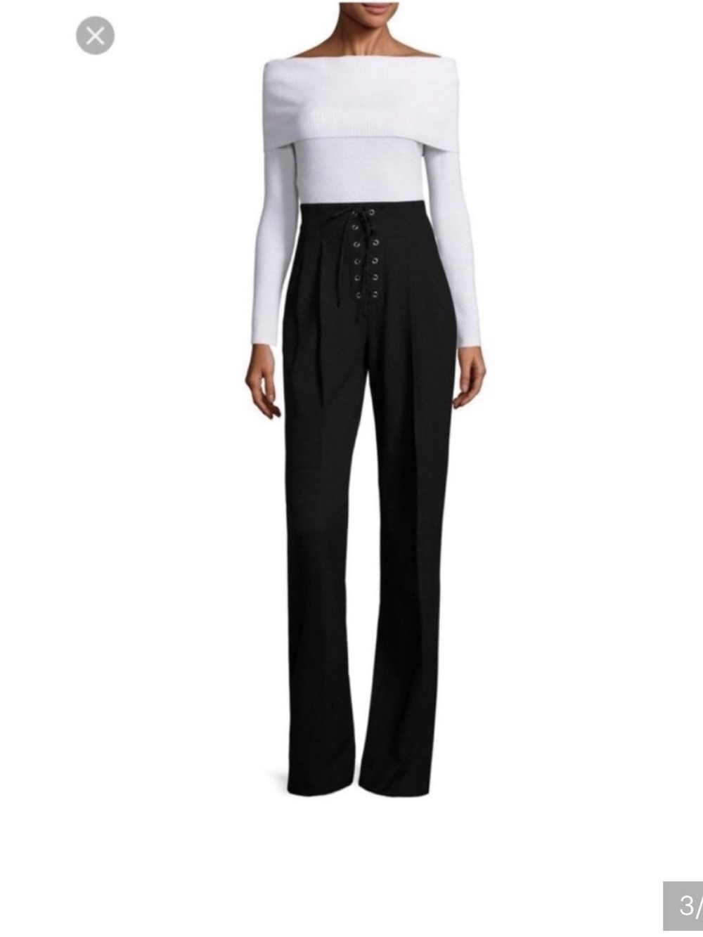 A.L.C. Estrada high waisted lace up wide leg black trouser pants 10